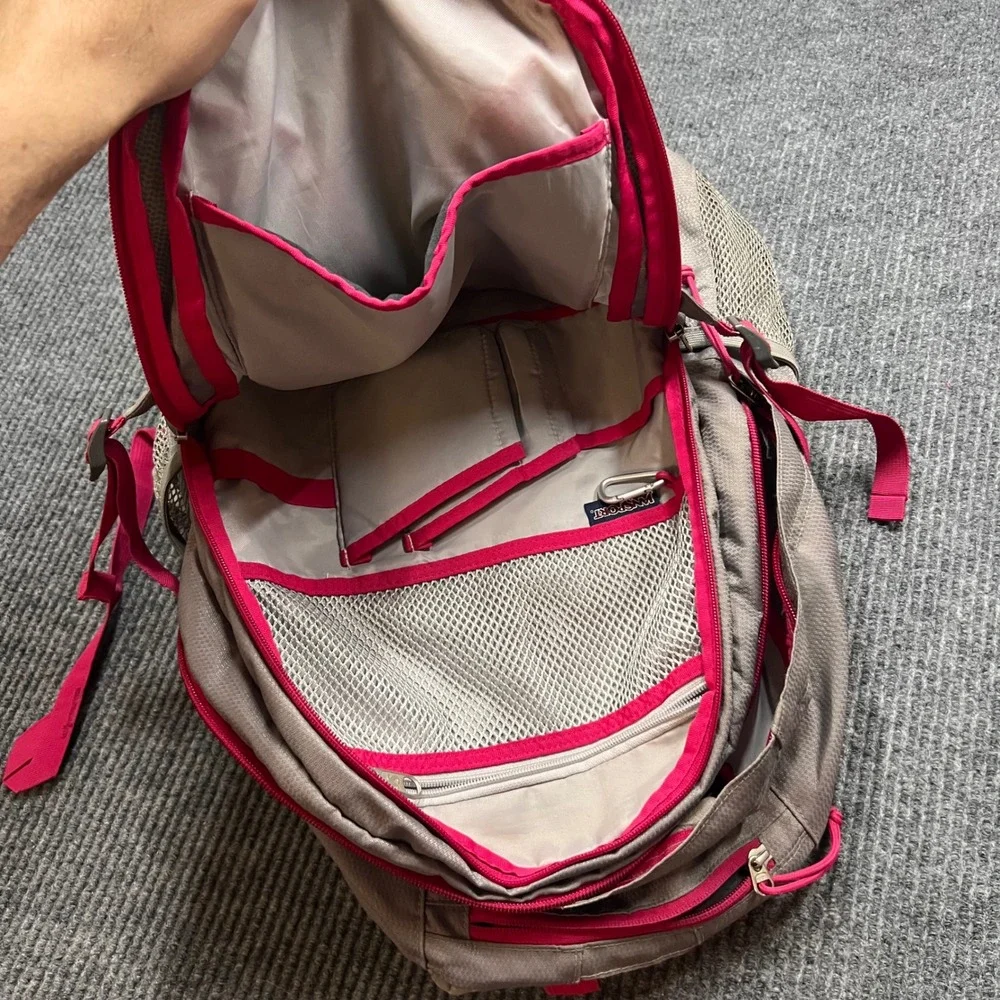 JanSport Agave 32L Backpack Grey Pink Hiking School Daypack T14F laptop bag